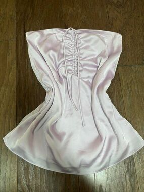 White Fox Boutique Light Pink Satin Ruched Strapless Top